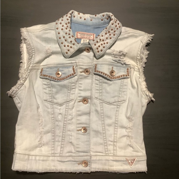 Vintage Guess Distressed Denim Jacket Vest! - Picture 14 of 14